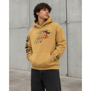 Zara x Naruto Shippuden Hoodie Youth 13–14 Tan Graphic Anime Pullover Sweatshirt